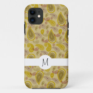 title_seo2 Paisley vintage Print Gold Brown