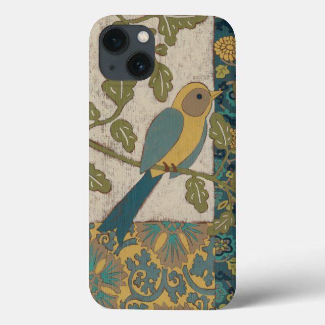 Funda De Case-Mate Para iPhone Pájaro azul amarillo y Verde azulado encaramado en (Reverso)