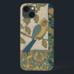 Funda Para iPhone 13 Pájaro azul amarillo y Verde azulado encaramado en<br><div class="desc">Esta bella pintura de un pájaro azul amarillo y verde azulado sobre una rama encajaría perfectamente con cualquier producto Zazzle. La pintura inspirada en el collage de Chariklia Zarris se compone de muchos patrones,  flores y hojas diferentes. ¡Consigue el tuyo hoy!</div>