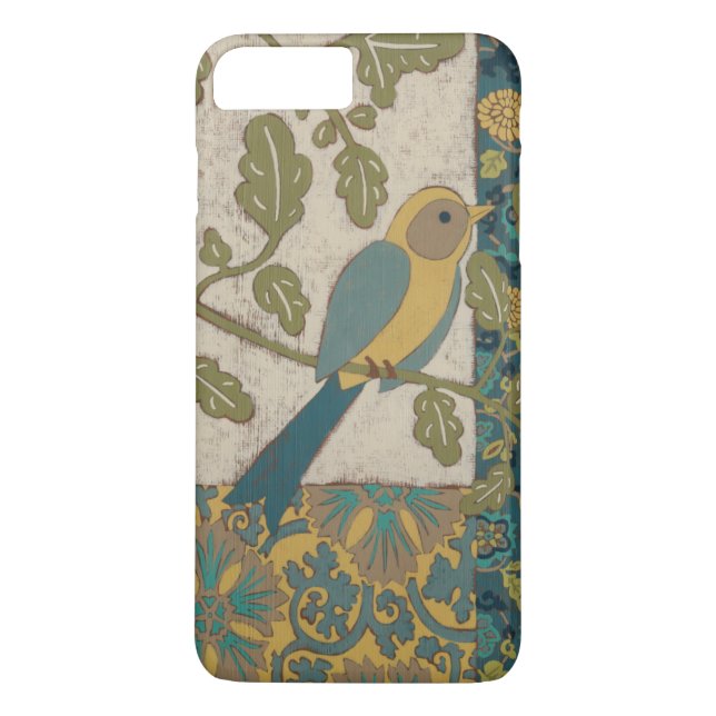 Funda De Case-Mate Para iPhone Pájaro azul amarillo y Verde azulado encaramado en (Reverso)