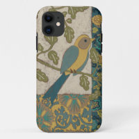 Pájaro azul amarillo y Verde azulado encaramado en