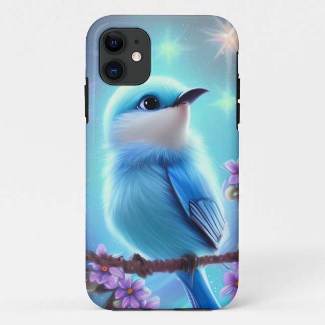Funda De Case-Mate Para iPhone Pájaro azul para bebés de Kawaii (Reverso)