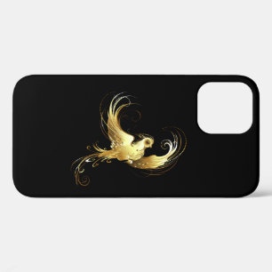 Funda Para iPhone 12 Pro Pájaro Dorado sobre Fondo Negro