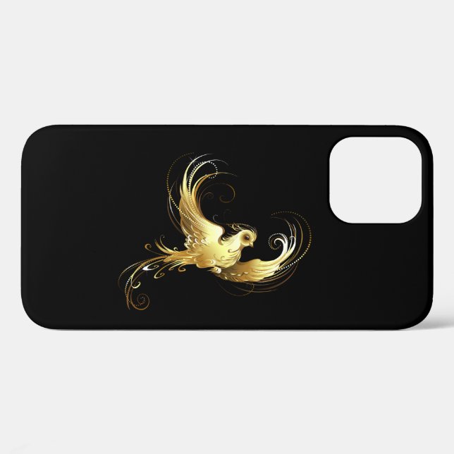 Funda De Case-Mate Para iPhone Pájaro Dorado sobre Fondo Negro (Reverso (Horizontal))