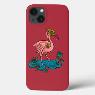 Funda Para iPhone 13 Pájaro mecánico, flamingo rosado Mecha Robot