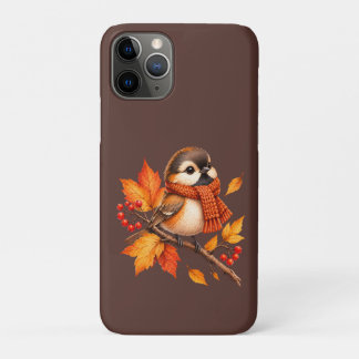 Funda Para iPhone 11 Pro Pájaro Otoñal Adorable con Bufanda Acogedora – Hoj