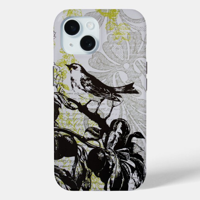 Funda De Case-Mate Para iPhone pájaro rústico de elegancia french (Reverso )