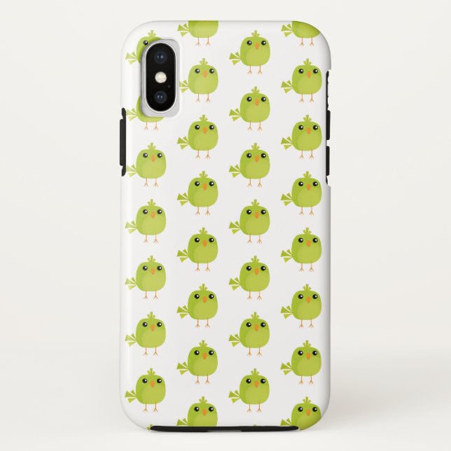 Funda De Case-Mate Para iPhone Pájaro Verde Dibujos Animados   (Reverso)