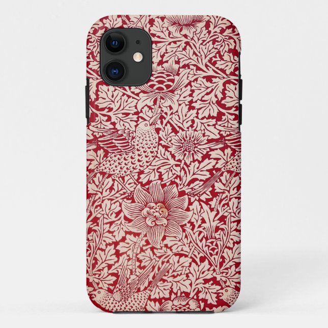 Funda De Case-Mate Para iPhone Pájaro y anémona de William Morris (Reverso)