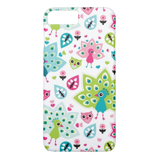 Funda De Case-Mate Para iPhone pájaro y búho del pavo real (Reverso)