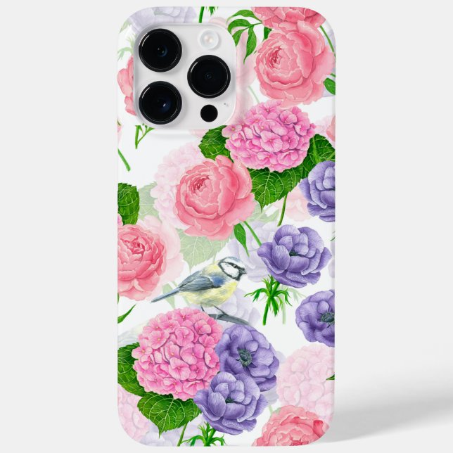 Funda De Case-Mate Para iPhone Pájaro y flores (Reverso)