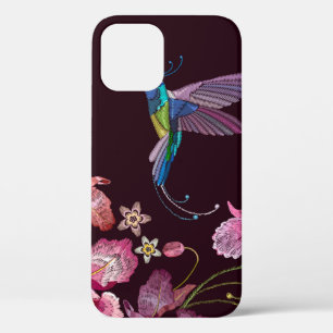 Funda Para iPhone 12 Pájaro zumbador y flores tropicales exóticas de or