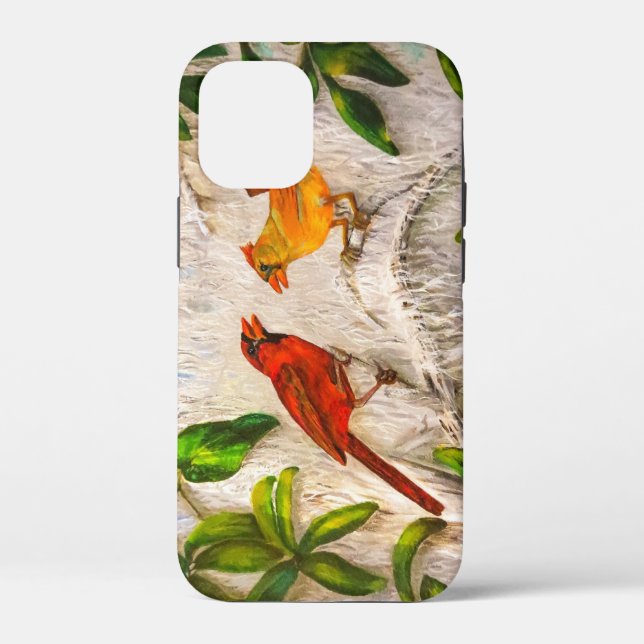 Funda De Case-Mate Para iPhone Pájaros cardinales pintados (Reverso )