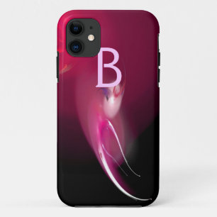 FUNDA PARA iPhone 11 PÁJAROS CLAROS EN MONOGRAMA DE FUCHSIA ROSA