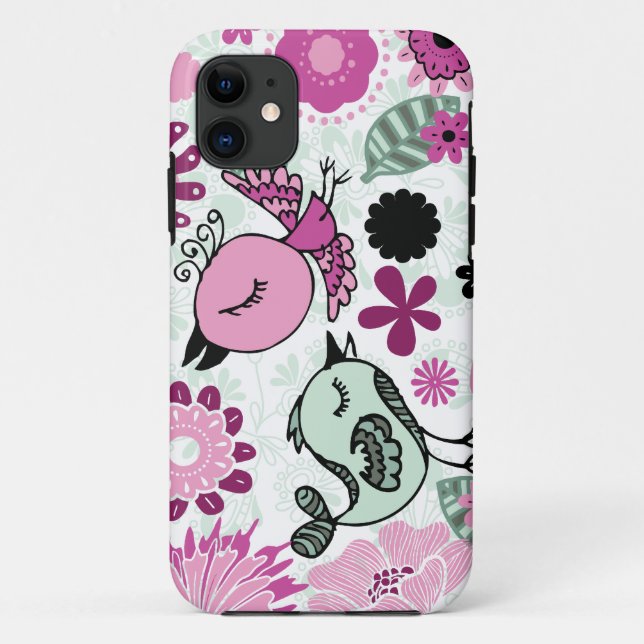 Funda De Case-Mate Para iPhone pájaros del doodle (Reverso)