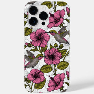 Funda Para iPhone 14 Pro Max De Case-Mate Pájaros húmedos y flores de hibisco rosa