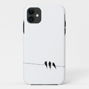 Funda Para iPhone 11 Pájaros negros en un alambre