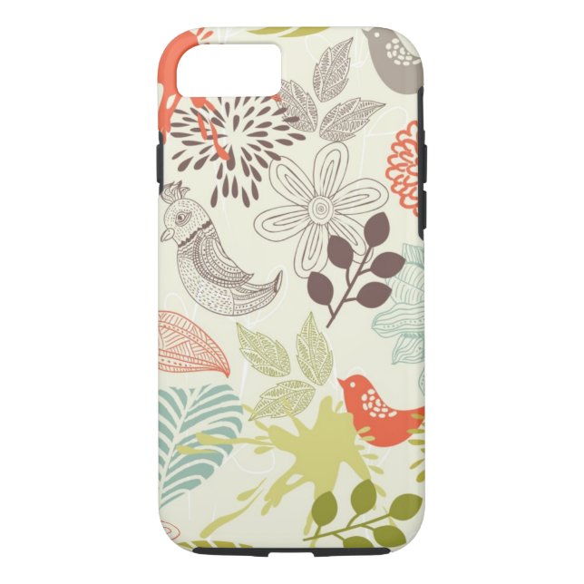 Funda De Case-Mate Para iPhone pájaros y flores (Reverso)