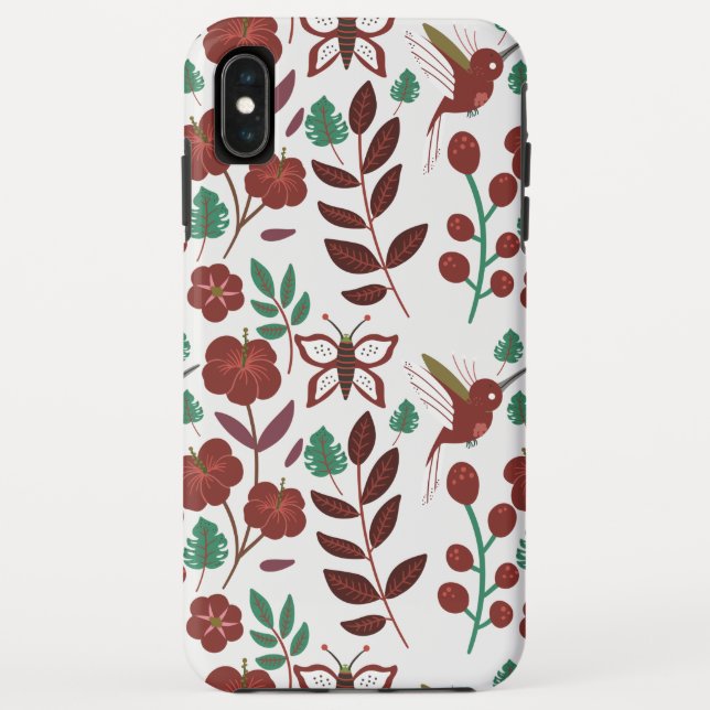 Funda De Case-Mate Para iPhone Pájaros y mariposas sin soldadura florales (Reverso)