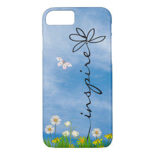 Funda Para iPhone 8/7 palabra Inspire en césped con flores
