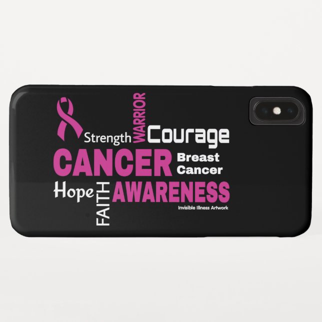 Funda De Case-Mate Para iPhone Palabras...Cáncer de Seno (Reverso (horizontal))