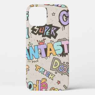 Funda Para iPhone 12 Palabras de doodle Leer palabras Guay Mano diverti