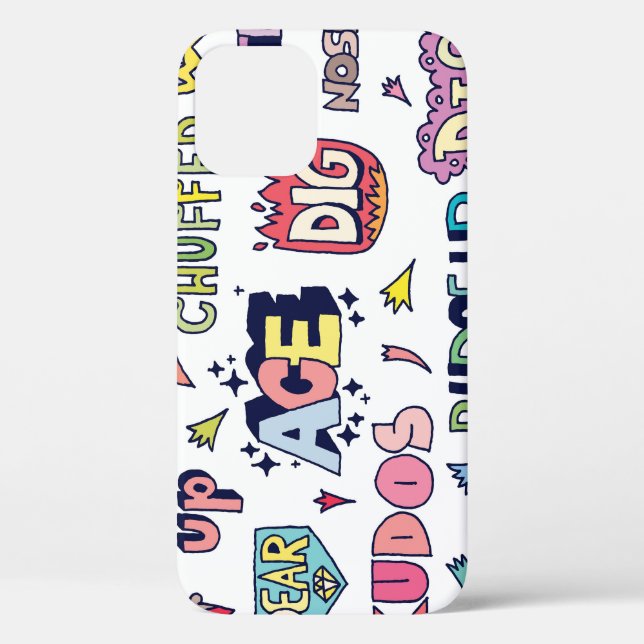 Funda De Case-Mate Para iPhone Palabras en jerga inglesa, letras en doodle (Reverso )