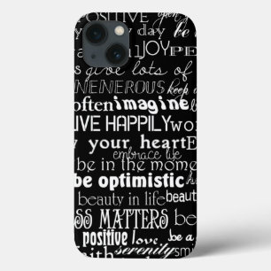 Funda Para iPhone 13 Palabras Inspiradoras blancas negras