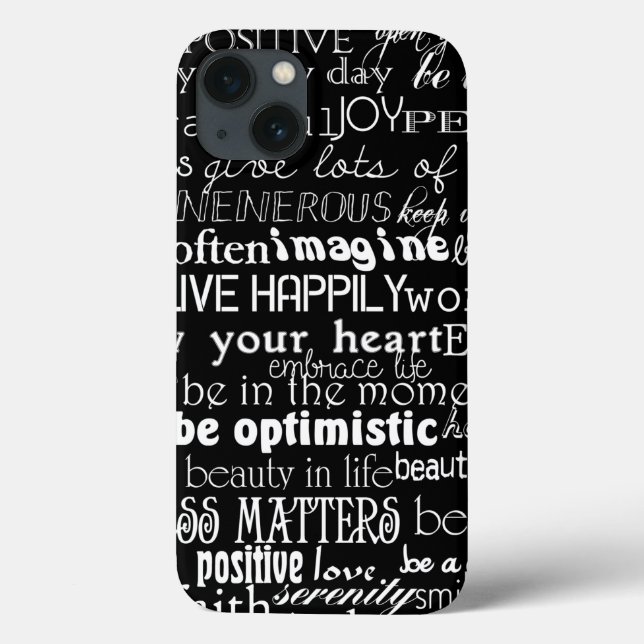 Funda De Case-Mate Para iPhone Palabras Inspiradoras blancas negras (Reverso)