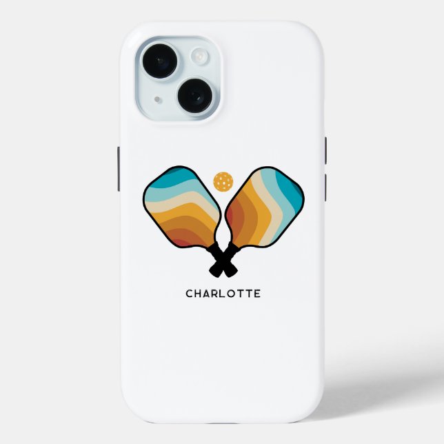 Funda De Case-Mate Para iPhone Palas de pelota y nombre personalizado de bola (Reverso )