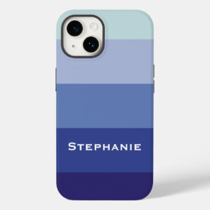 Funda Para iPhone 14 De Case-Mate Paleta azul colorida Abstract Stripes Nombre perso