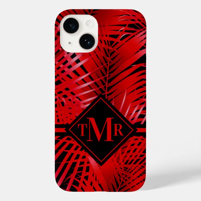 Funda De Case-Mate Para iPhone Paleta roja monograma (Reverso )