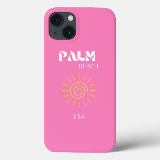 Funda De Case-Mate Para iPhone Palm Beach, arte de viajes, preppy, rosa (Reverso)