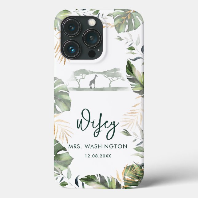 Funda De Case-Mate Para iPhone Palm deja a Safari Tropical Wifey Script Bried (Reverso )