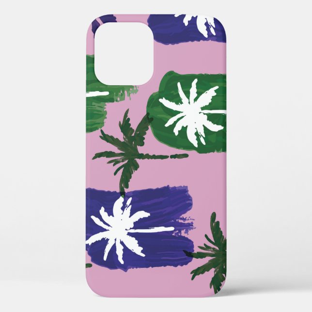 Funda De Case-Mate Para iPhone Palm pintada, verde azul marino. (Reverso )