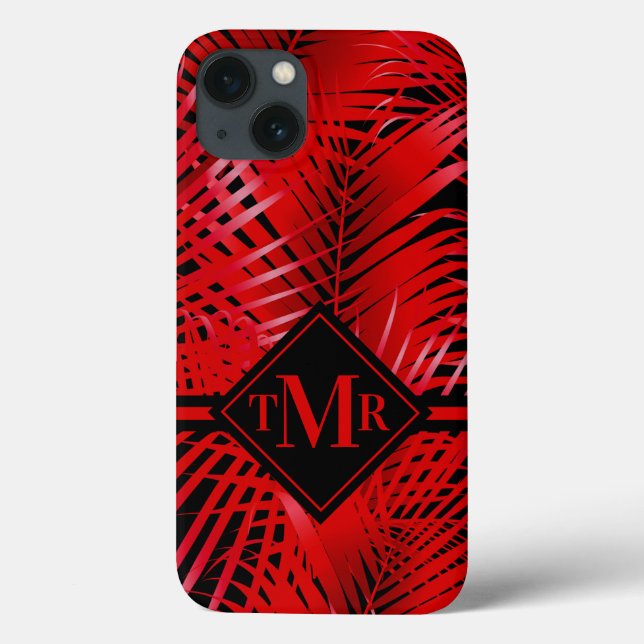 Funda De Case-Mate Para iPhone Palm Roja Monogramada (Reverso)