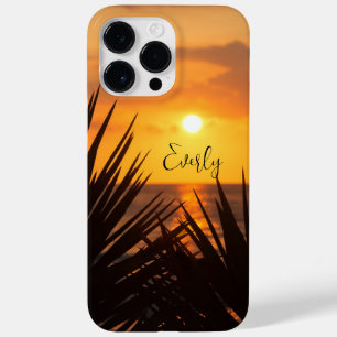 Funda Para iPhone 14 Pro Max De Case-Mate Palm Tree Sunset con nombre