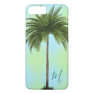 Funda Para iPhone 8 Plus/7 Plus Palm Tree Vintage Elegante Monograma Verde