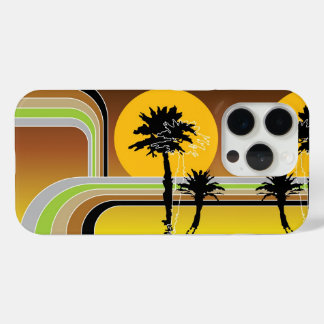 Funda Para iPhone 15 Pro Palm Trees Tropical Retro Beach Sunset Stripes Mod