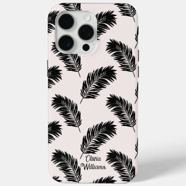 Funda De Case-Mate Para iPhone Palm tropical deja blanco negro (Reverso )