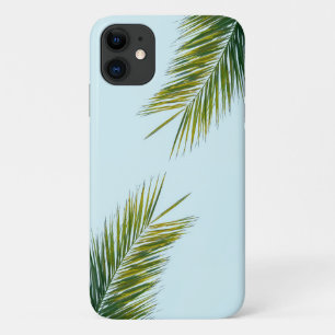 Funda Para iPhone 11 Palma Tropical Verde en Azul Claro
