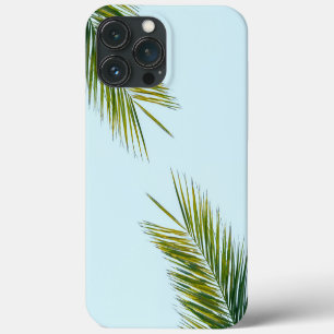 Funda Para iPhone 13 Pro Max Palma Tropical Verde en Azul Claro