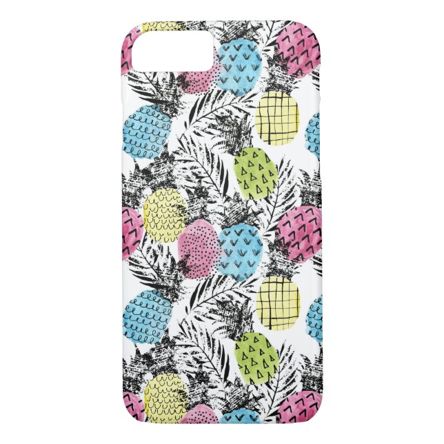 Funda De Case-Mate Para iPhone Palmas Grunge de piña (Reverso)