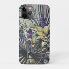 Funda Para iPhone 11 Pro Palmas tropicales Hiacintos púrpura Monograma