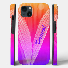 Funda Para iPhone 13 Palmas tropicales púrpura Naranja rosa brillante