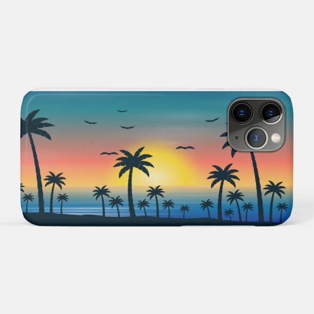 Funda De Case-Mate Para iPhone Palmera de la playa al atardecer (Reverso (horizontal))