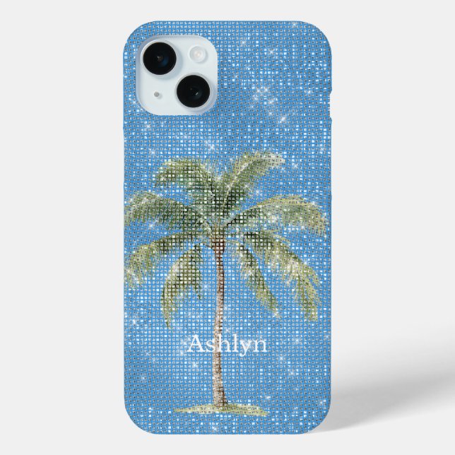 Funda De Case-Mate Para iPhone Palmera Tropical Azul Acuático Brillante (Reverso )