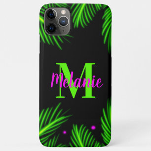 Funda Para iPhone 11 Pro Max Palmera Tropical Brillante Neón con Pincel de Aire