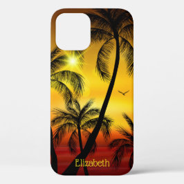Funda Para iPhone 12 Palmeras de playa tropical personalizadas