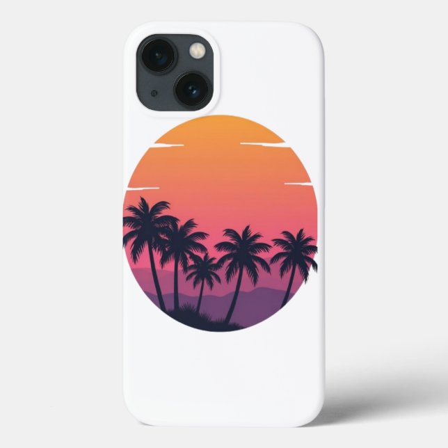 Funda De Case-Mate Para iPhone Palmeras Retro Sunset (Reverso)